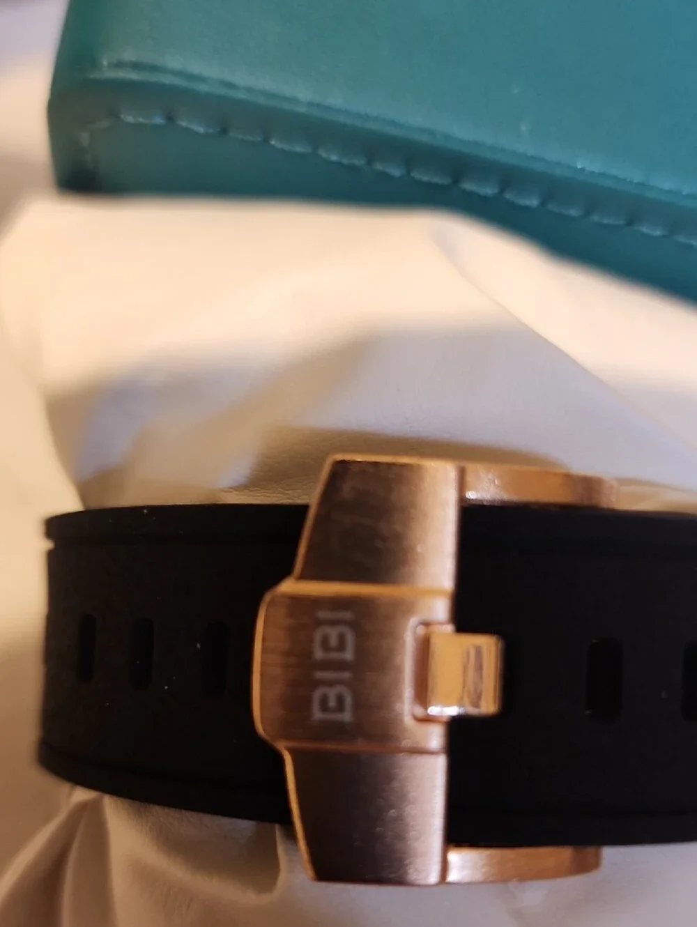 BiBi Rose Gold Case Watch with Black Strap
